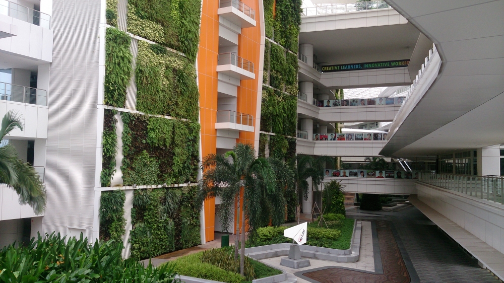 vertikale grüne Fassade Innenansicht vom Gebäude